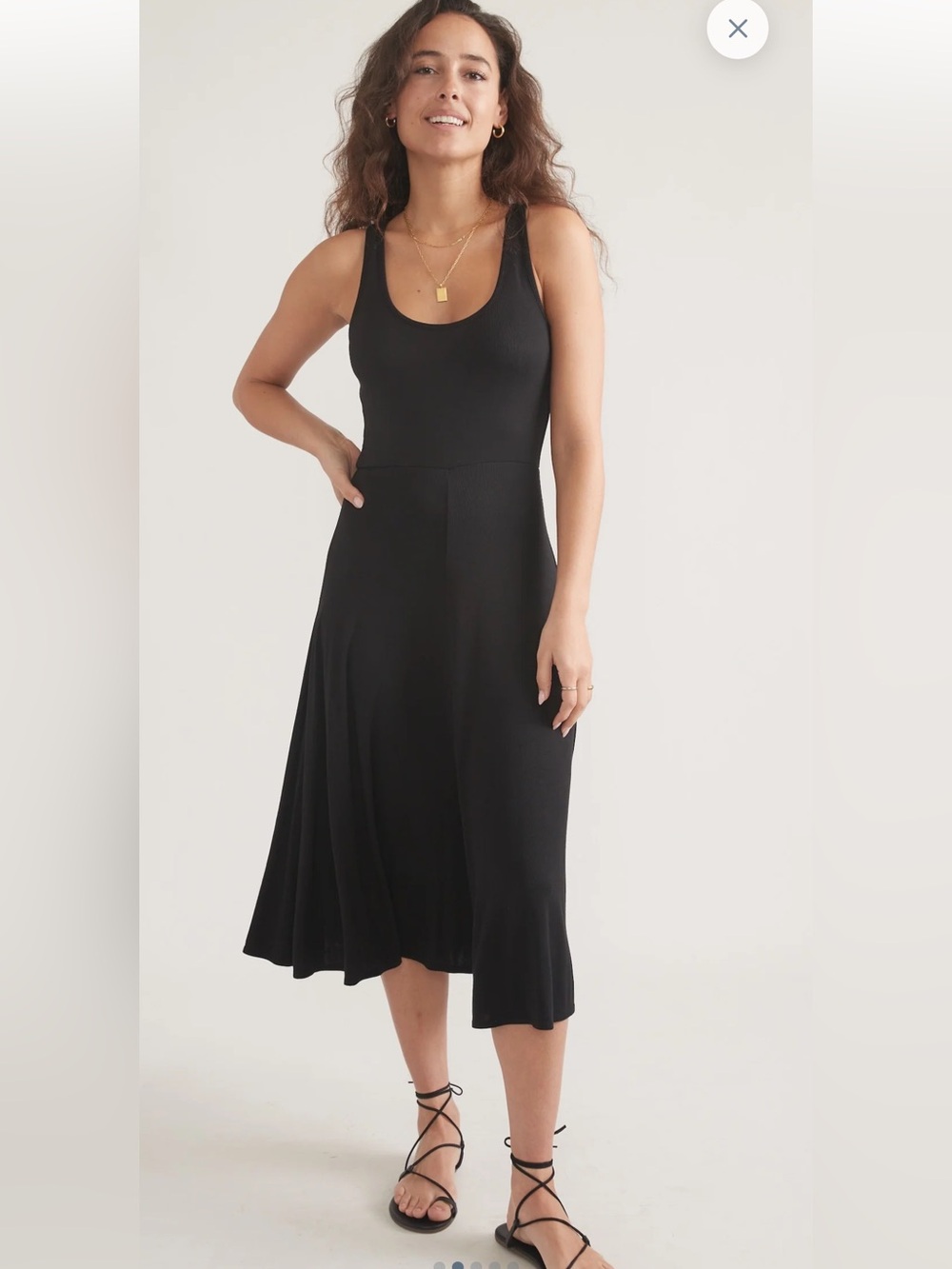 Marine Layer Lexi Rib Fit and Flare Midi Dress-Black